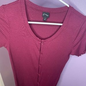 Girls Short Sleeve Button-front Textured top